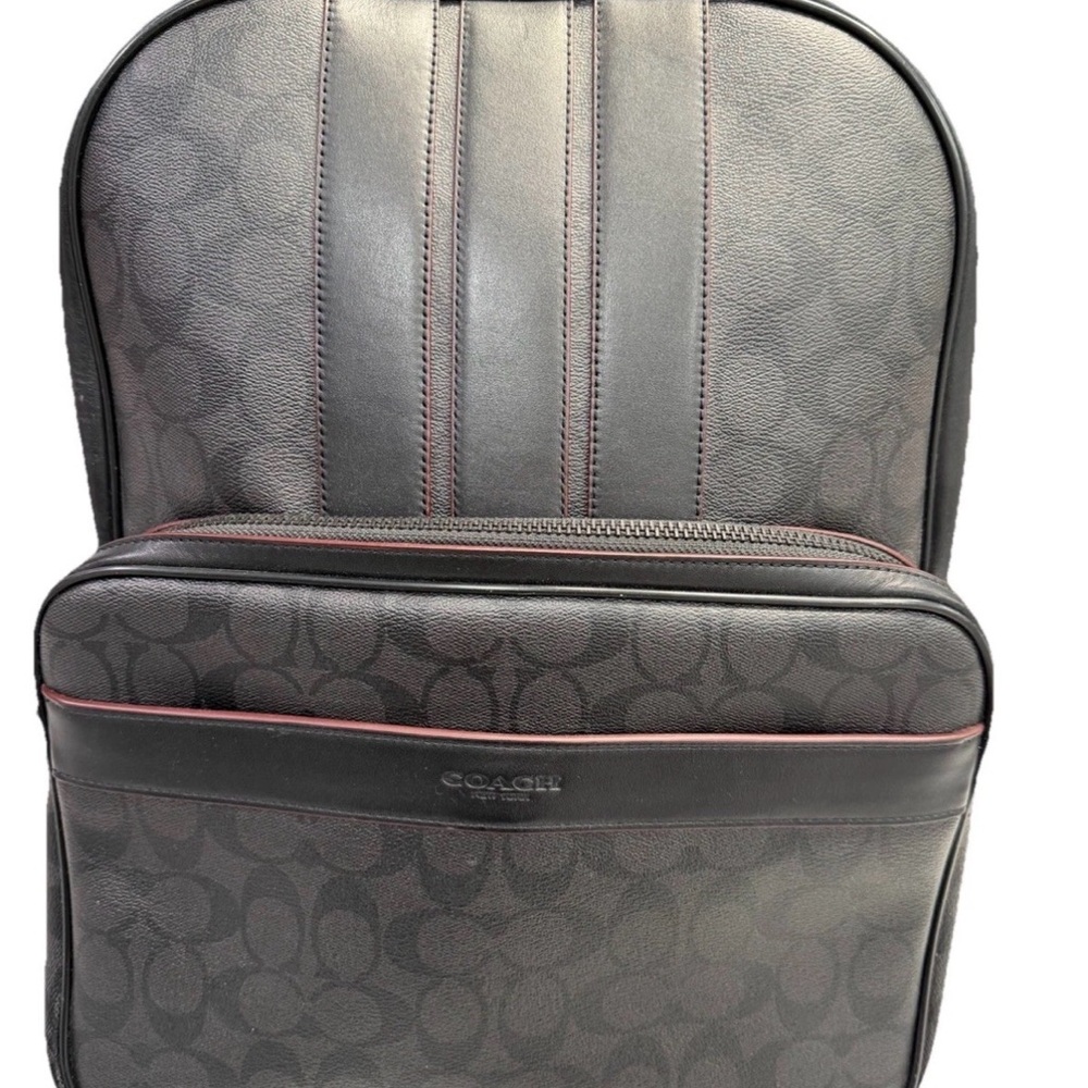 Coach Bond Backpack F23210 Black Signature Leather Laptop Travel Bag